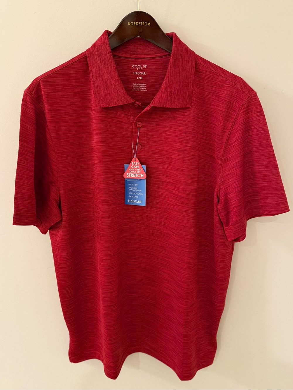 Haggar Men's Heathered Red Polo Shirt